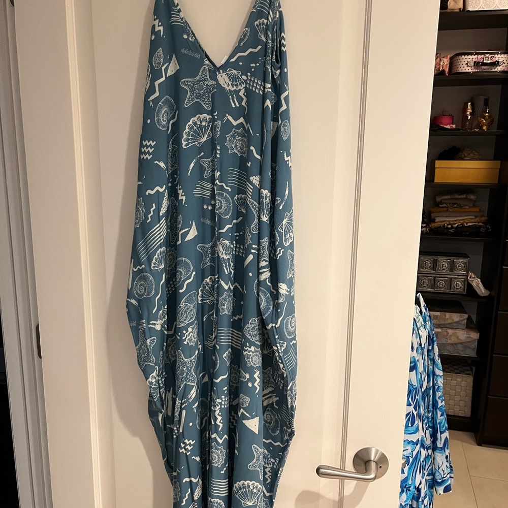 Elan Blue and White Patterned Dress